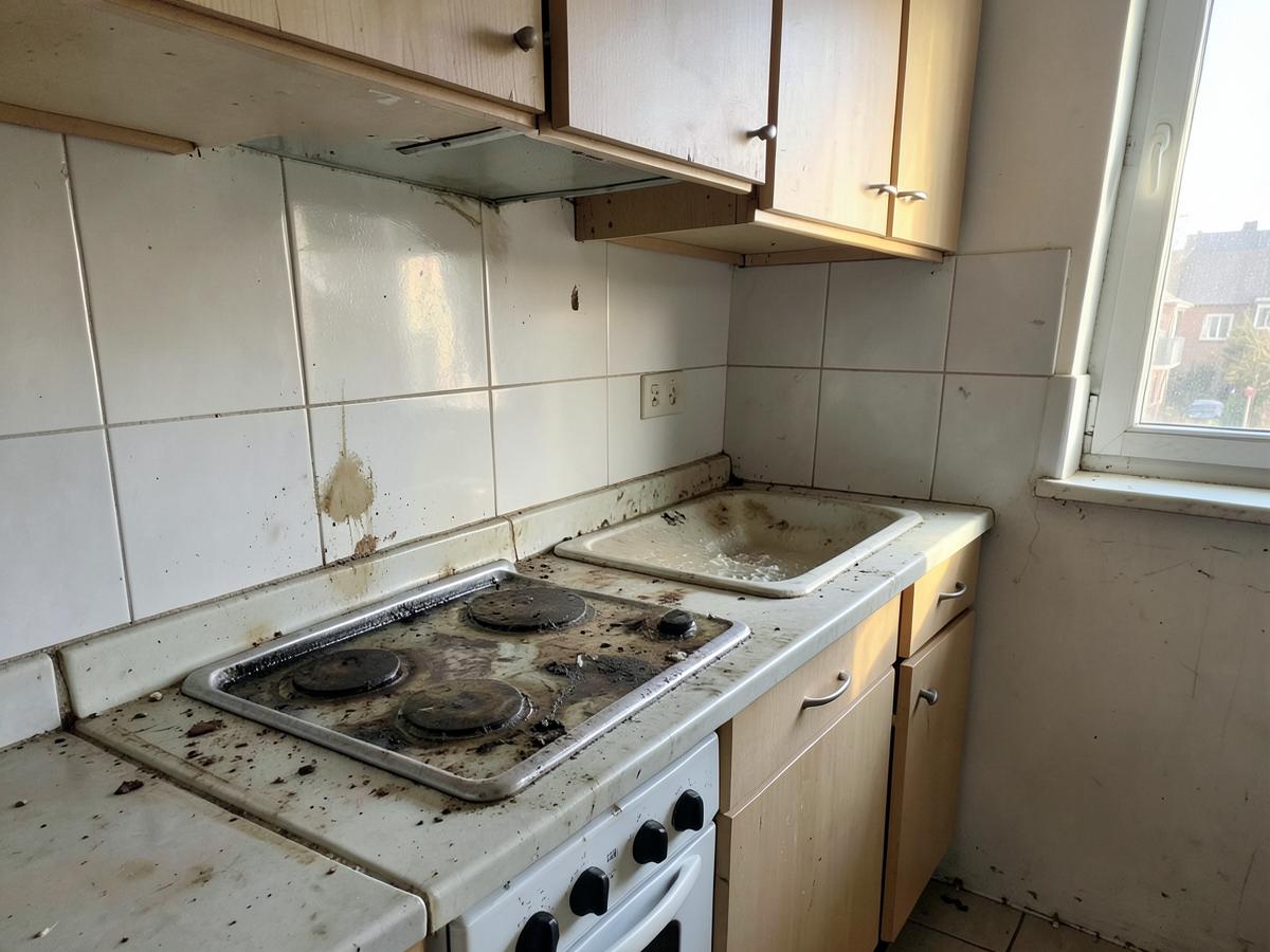 Avant nettoyage — cuisine d'appartement avant restitution